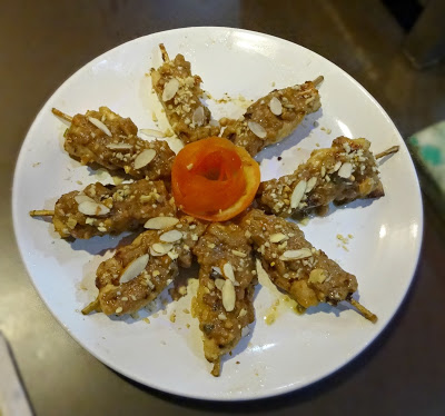 sate kai with peanut butter sauce