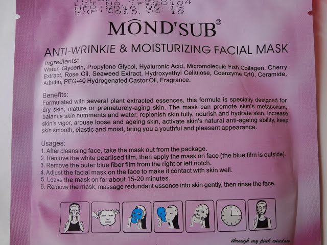 review of Mond’Sub Collagen Silk facial mask sheet  and Gold Mask Sheet