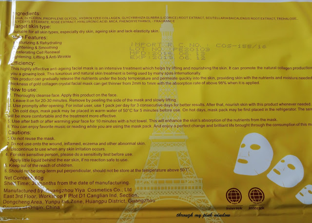 review of Mond’Sub Collagen Silk facial mask sheet  and Gold Mask Sheet