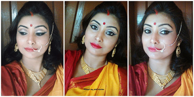 Soft Cut Crease Devi Inspired look 3| Festive Look | Durgapuja Collab 