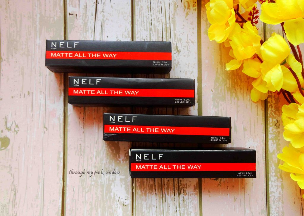 Nelf Matte All The Way Lipsticks in shades 01,02,03 and, 04 Review and swatches