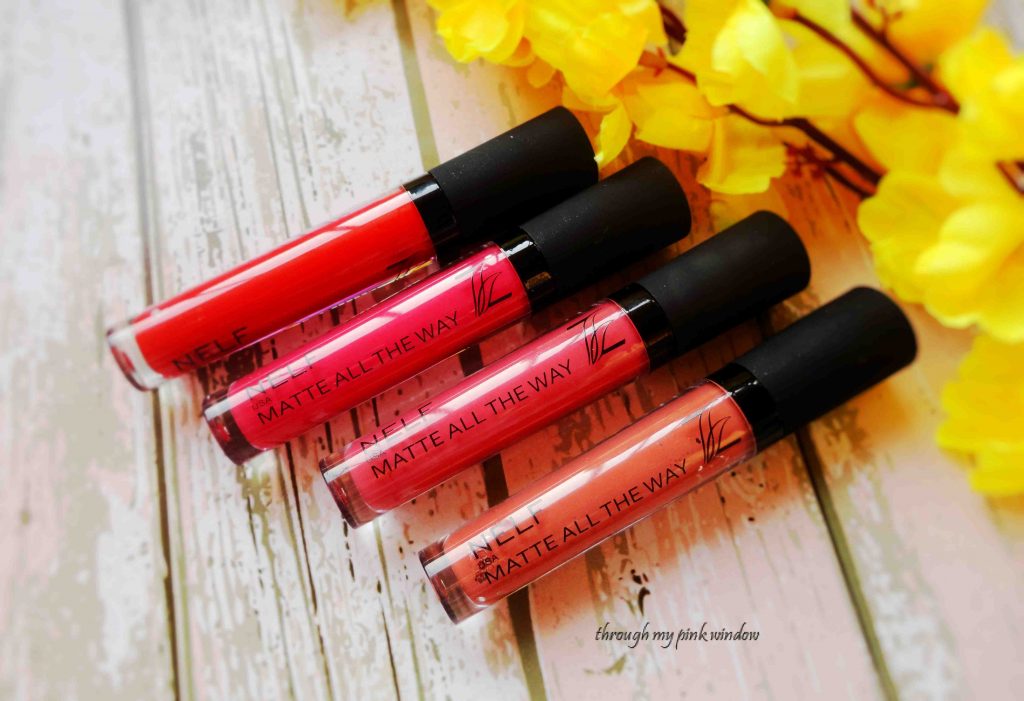 Nelf Matte All The Way Lipsticks in shades 01,02,03 and, 04 Review and swatches