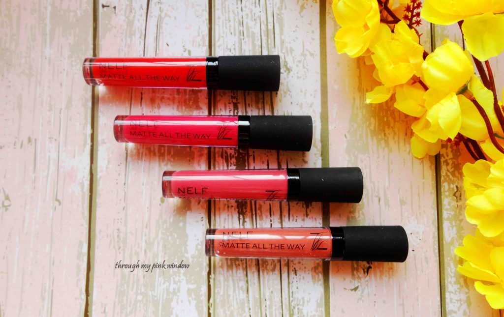 Nelf Matte All The Way Lipsticks in shades 01,02,03 and, 04 Review and swatches
