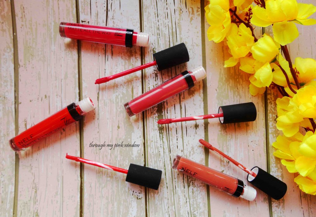 Nelf Matte All The Way Lipsticks in shades 01,02,03 and, 04 Review and swatches