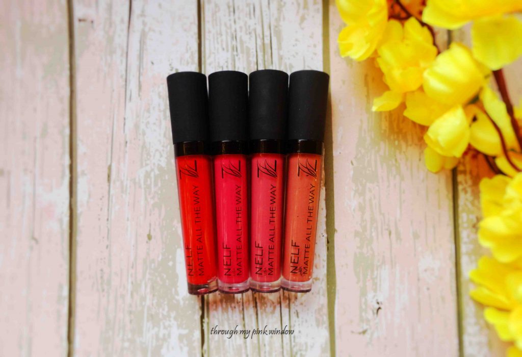 Nelf Matte All The Way Lipsticks in shades 01,02,03 and, 04 Review and swatches