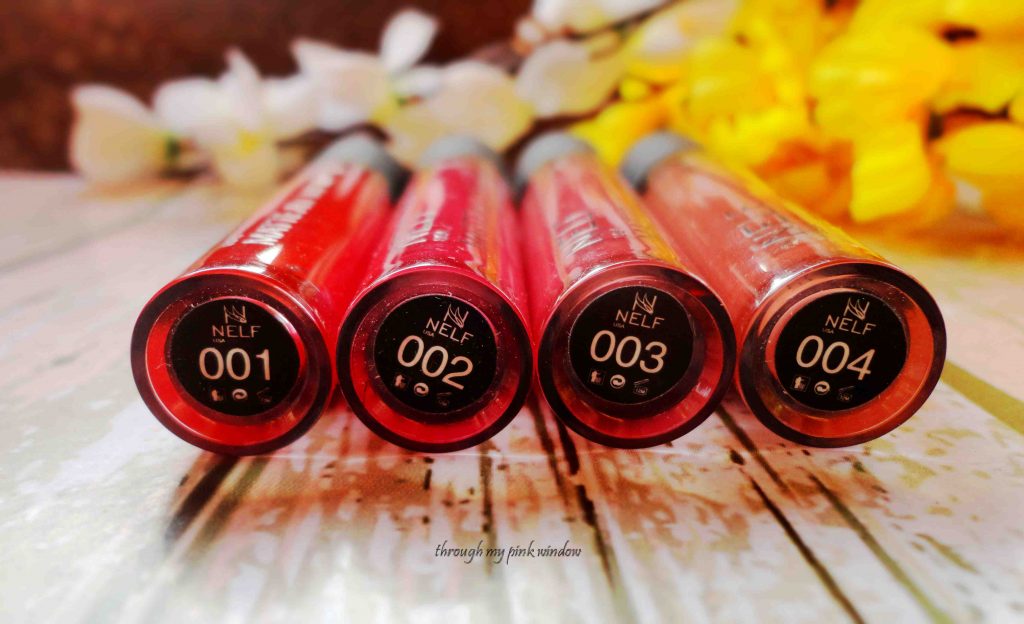 Nelf Matte All The Way Lipsticks in shades 01,02,03 and, 04 Review and swatches