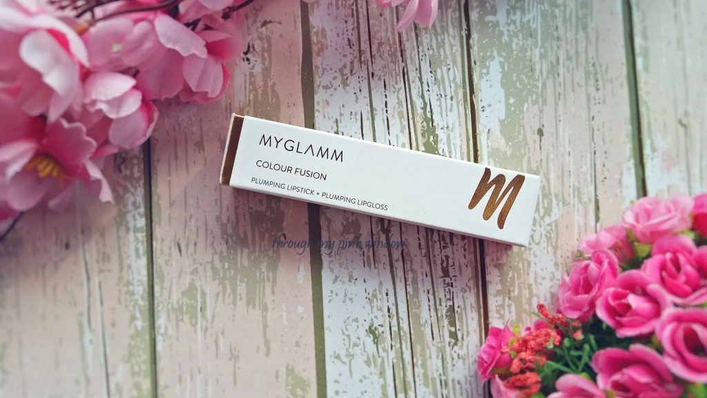 Myglamm Colour Fusion 2 in 1 Plumping Lipstick +Plumping lip gloss in the shade Head over heels Review, Swatch and MOTD